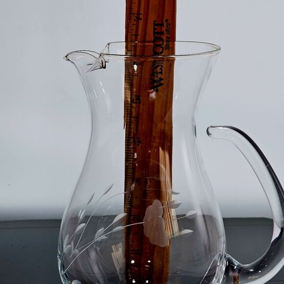 Princess House Heritage Pitcher 6.5" Ice Lip Crystal etched floral vtg romance - Picture 6 of 8